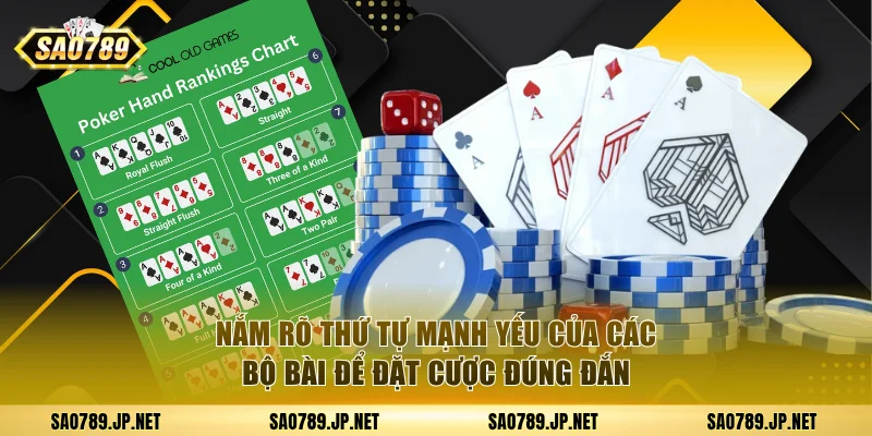 Nắm rõ thứ tự mạnh yếu của các bộ bài để đặt cược đúng đắn